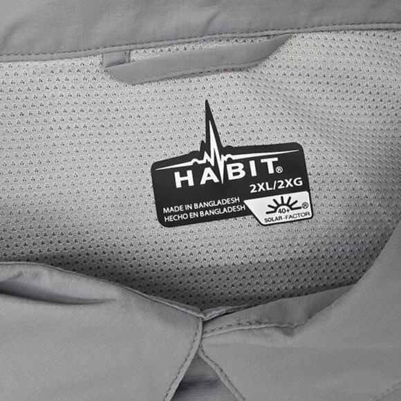 Habit Outdoor Fishing Shirt UV Protection Roll Up Long Sleeve Gray Men's 2XL - Picture 3 of 10